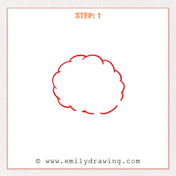 how to draw a cartoon brain - A simple puffy cloud-like outline forming the base shape of a cartoon brain.